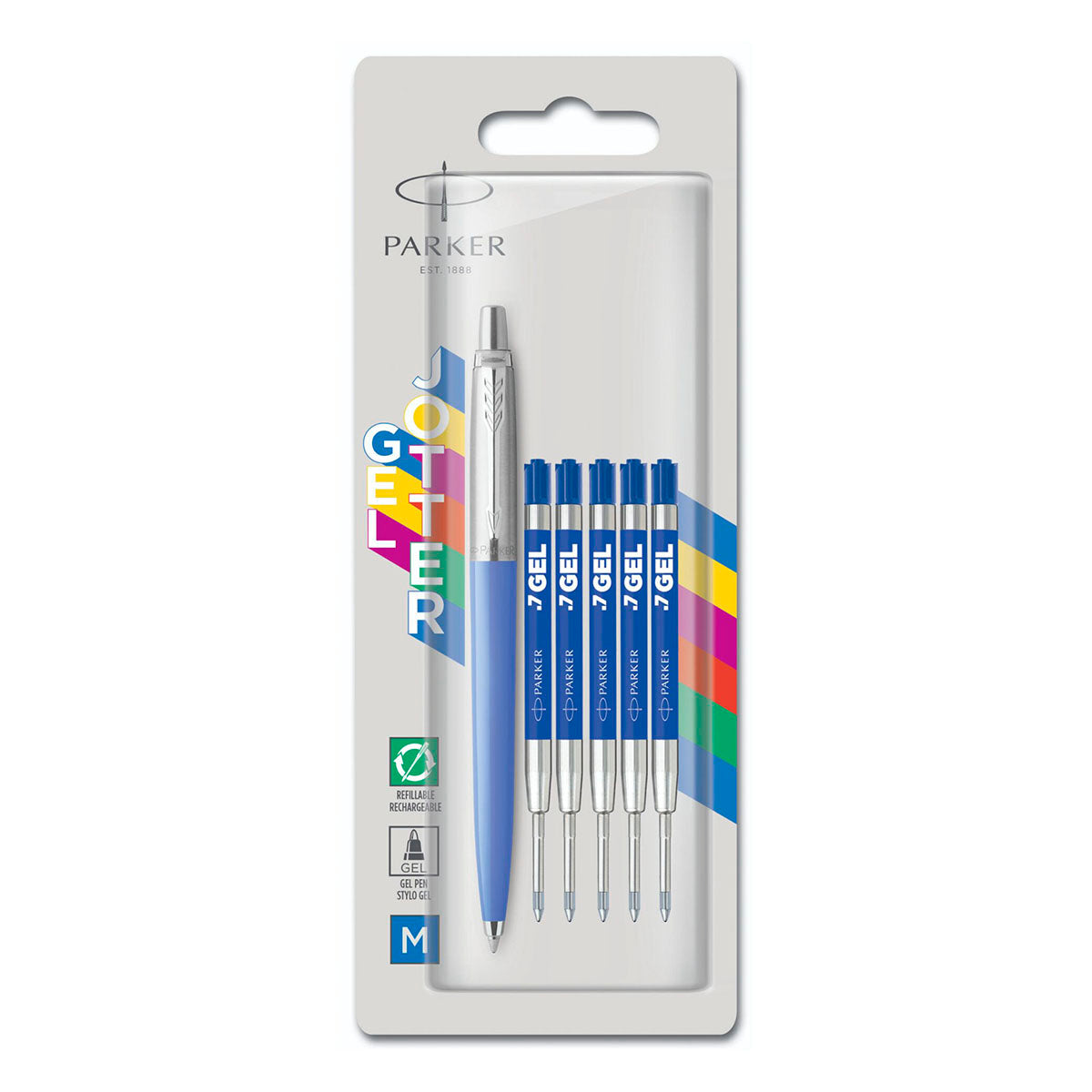 Parker Jotter Original Blue Ballpoint Pen Medium + 5 Blue Refills