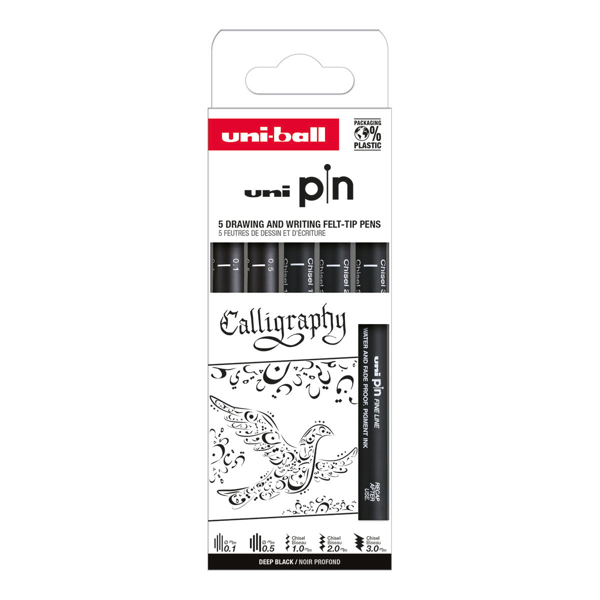 Uni Pin Fine Line Pens Calligraphy 5 Set