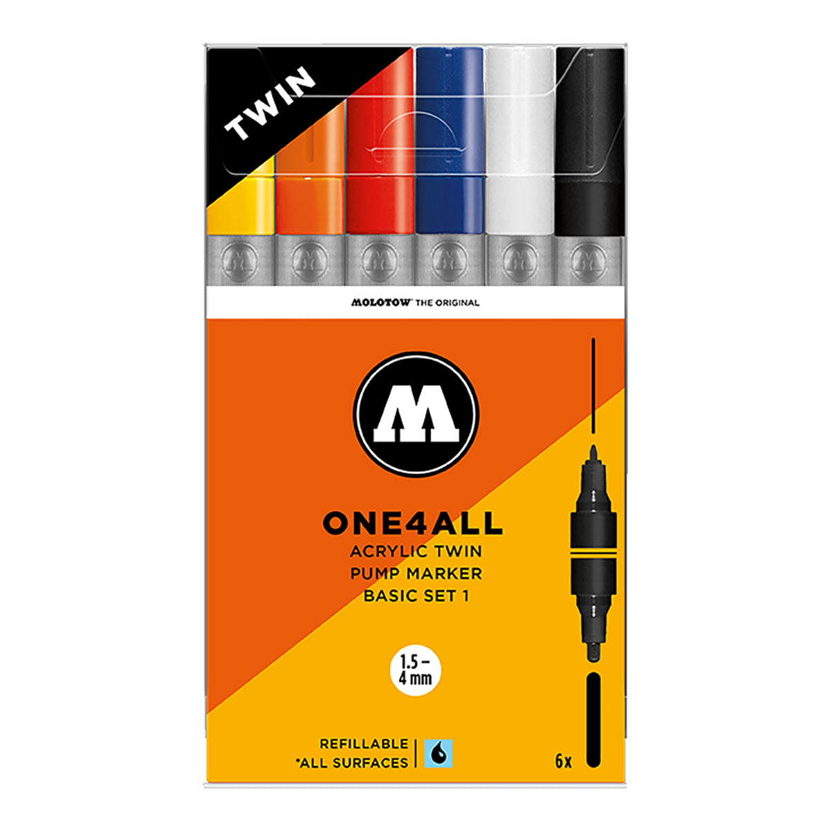 Molotow ONE4ALL Twin Marker 6 set Basic 1