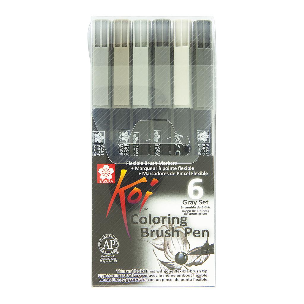 Sakura Koi Coloring Brush Pen 6 set, Grey Colors – Markers N Pens