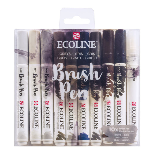 Talens Ecoline Brush Pen 10 set, Grey Colors