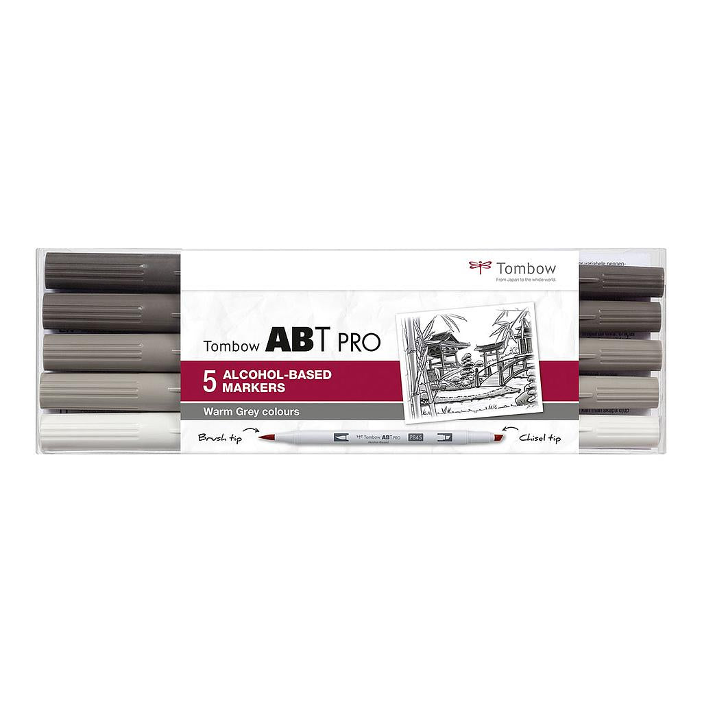 Tombow ABT PRO Dual Brush Pen 5 set, Warm Grey Colours