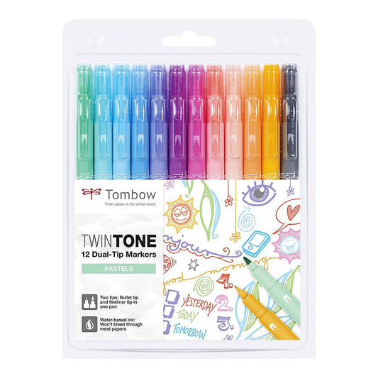 Tombow TwinTone Dual-tip Markers 12set, Pastels