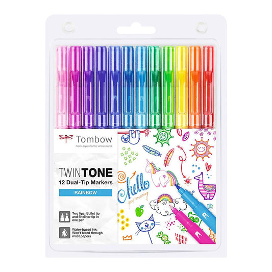 Tombow TwinTone Dual-tip Markers 12set, Rainbow