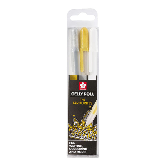 Sakura Gelly Roll 0.5 mm 3 set Gold, Silver, White Colors