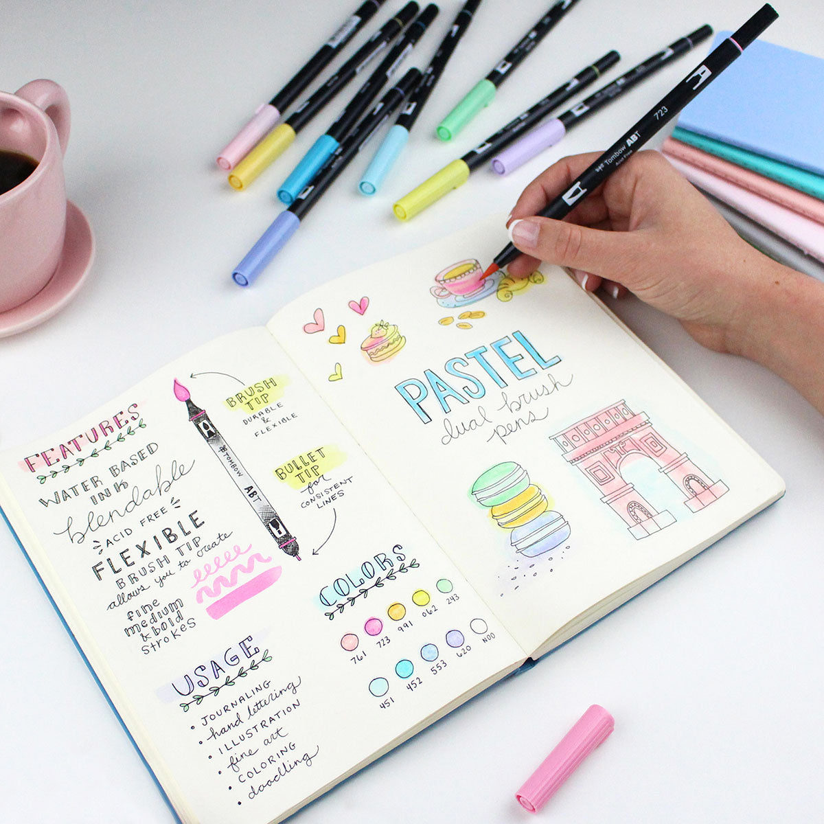 Tombow ABT Dual Brush Pen – Set Da 12 Colori Pastello – Pennarelli A Doppia Punta (Pennello Morbido E Punta Fine) A Base Acqua – Ideali Per Lettering, Disegno, Schizzi E Acquerello