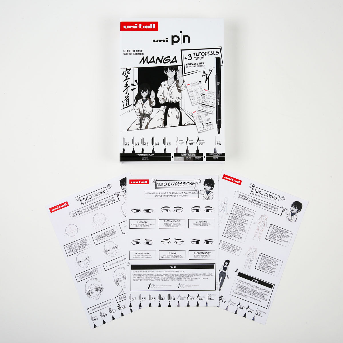 Uni Pin Fine Line Pens Manga Starter Case 9 Set