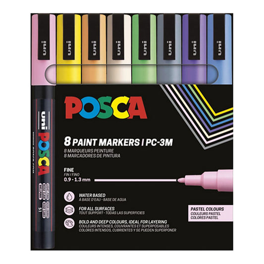 Uni Posca Markers PC-3M, 8 set Pastel Colors