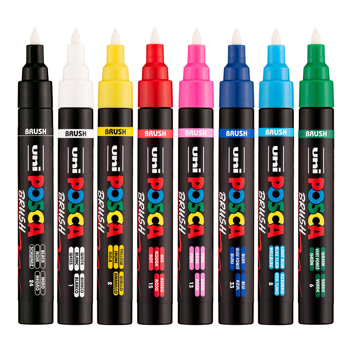 Uni Posca Markers PC-5BR, Brush Pen 8 Set